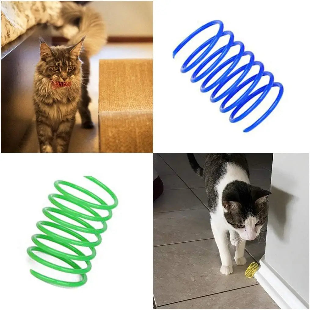 Purely Pawsome™ Cat Spring Toy Bulk Pack - 4/200Pcs Colorful Plastic Coil Springs for Kittens