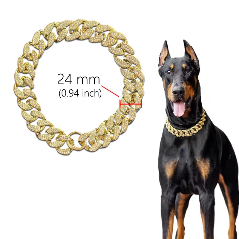 Luxury Golden Inlay Necklace for Small, Medium & Large Dogs