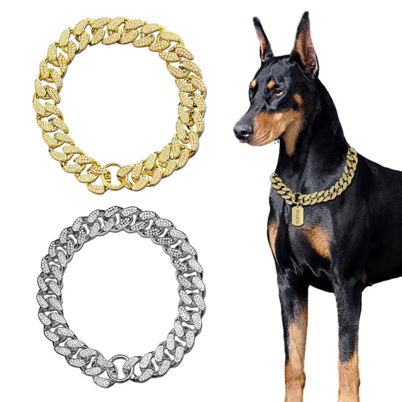 Luxury Golden Inlay Necklace for Small, Medium & Large Dogs