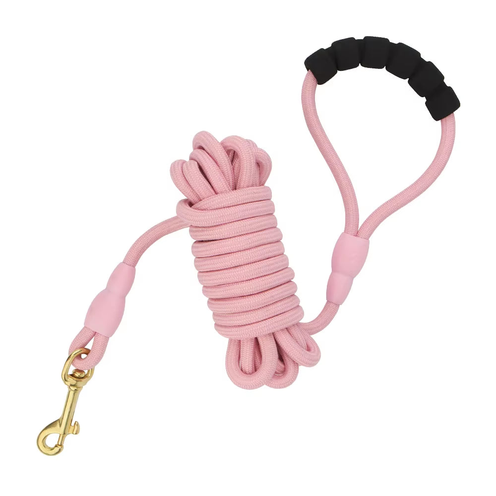 5M/10M Dog Leashes Long Pet Leash Puppy Walk Training round Rope for Small Medium Big Dog with Foam Handle