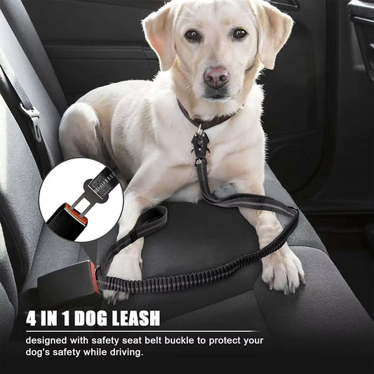 Reflective Shock Absorbing Pet Leashes with Car Seatbelt for Large Dogs Heavy Duty Tactical Bungee Dog Leash No Pull Dog Leash