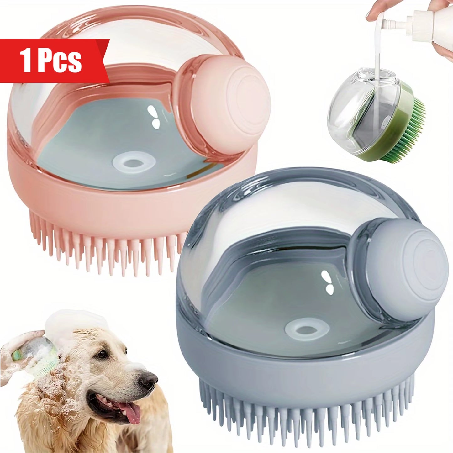 Silicone Dog Bath Brush with Soap Dispenser – Gentle Grooming & Massage Tool | Purely Pawsome