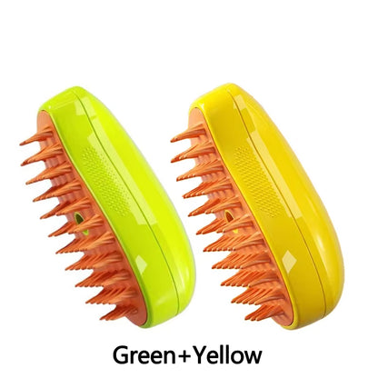 3-in-1 Electric Steam Pet Brush – Spray, Massage & Deshedding Grooming Tool for Dogs & Cats