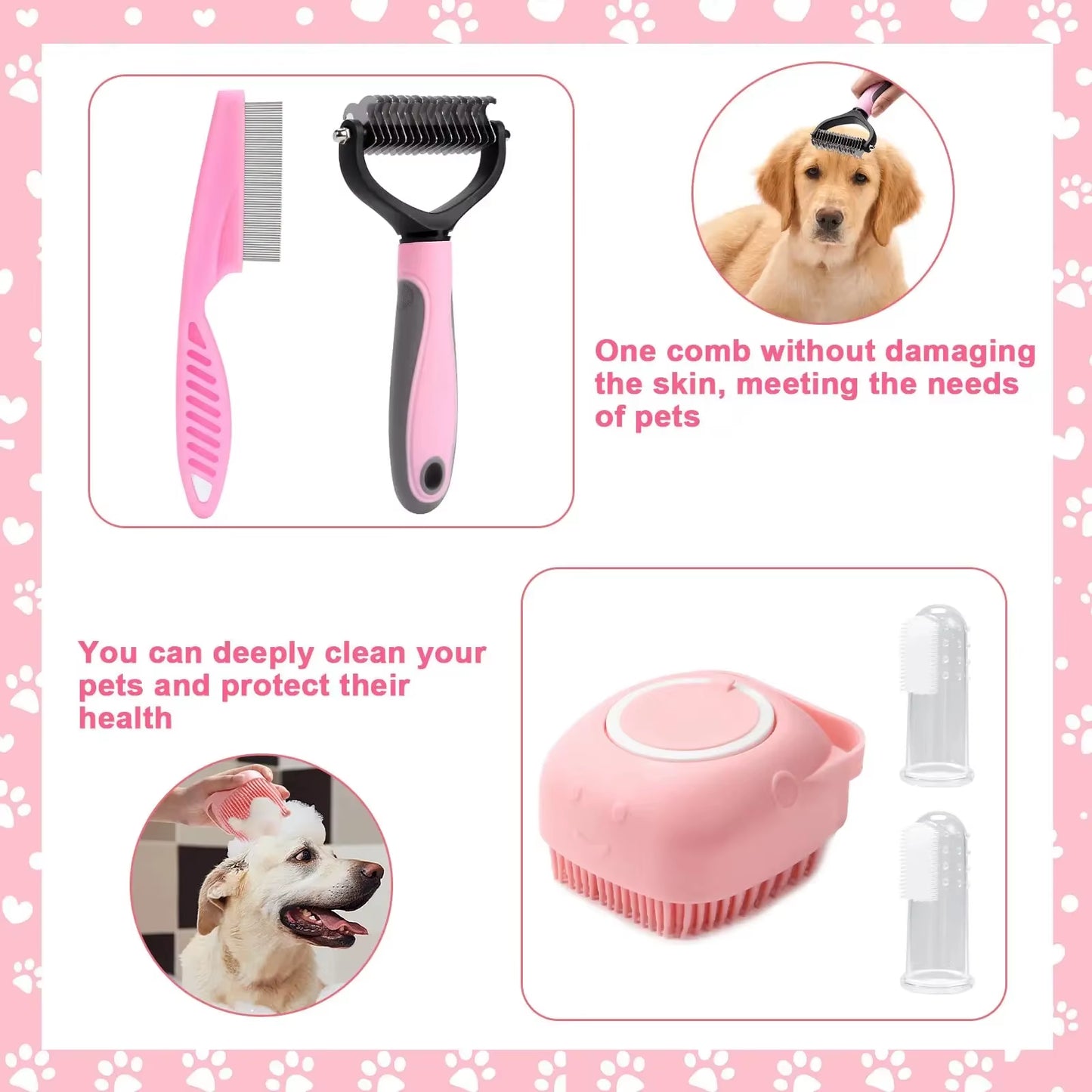 8-Piece Complete Dog Grooming Kit – Brushes, Nail Clippers & Bath Tools | Purely Pawsome
