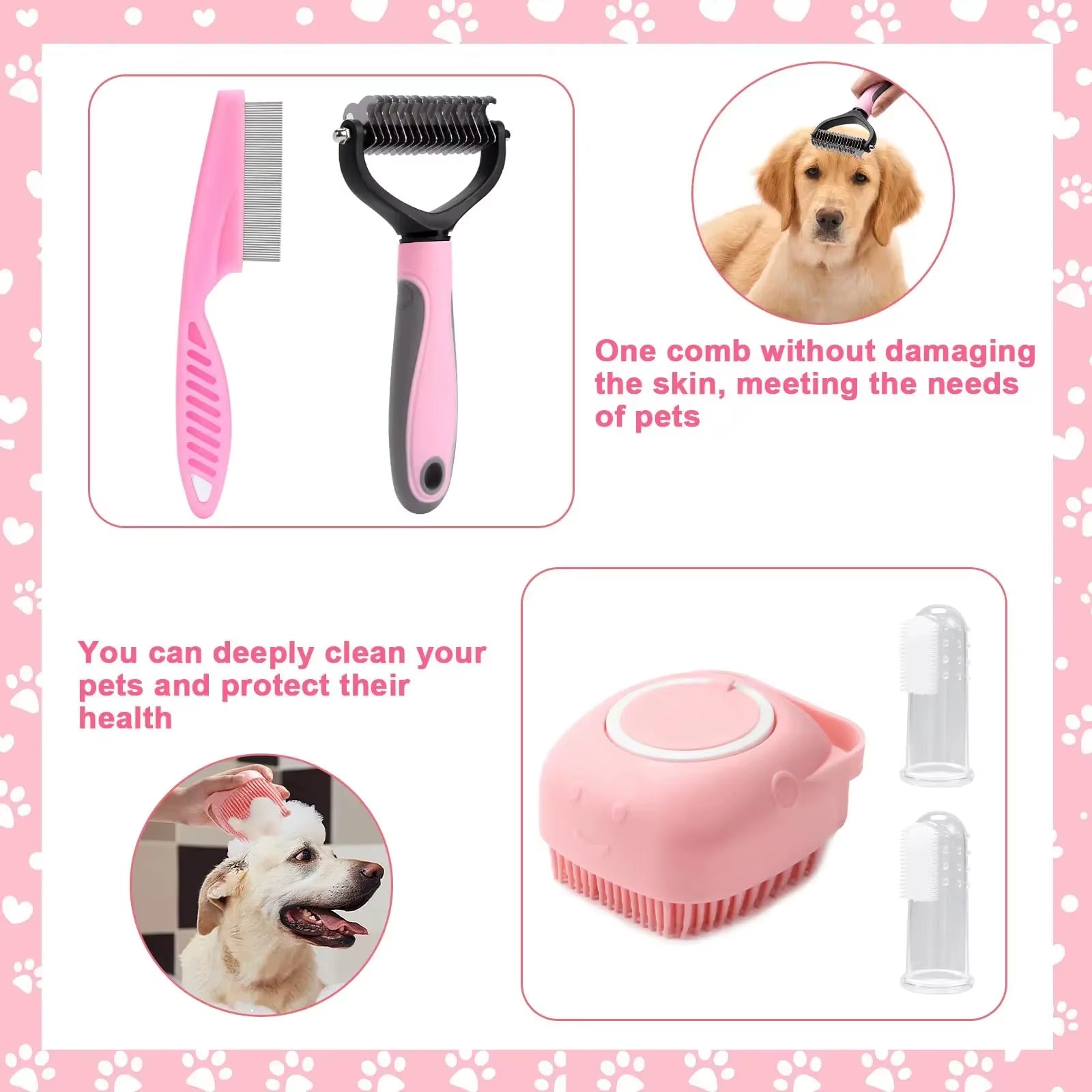 8-Piece Complete Dog Grooming Kit – Brushes, Nail Clippers & Bath Tools | Purely Pawsome