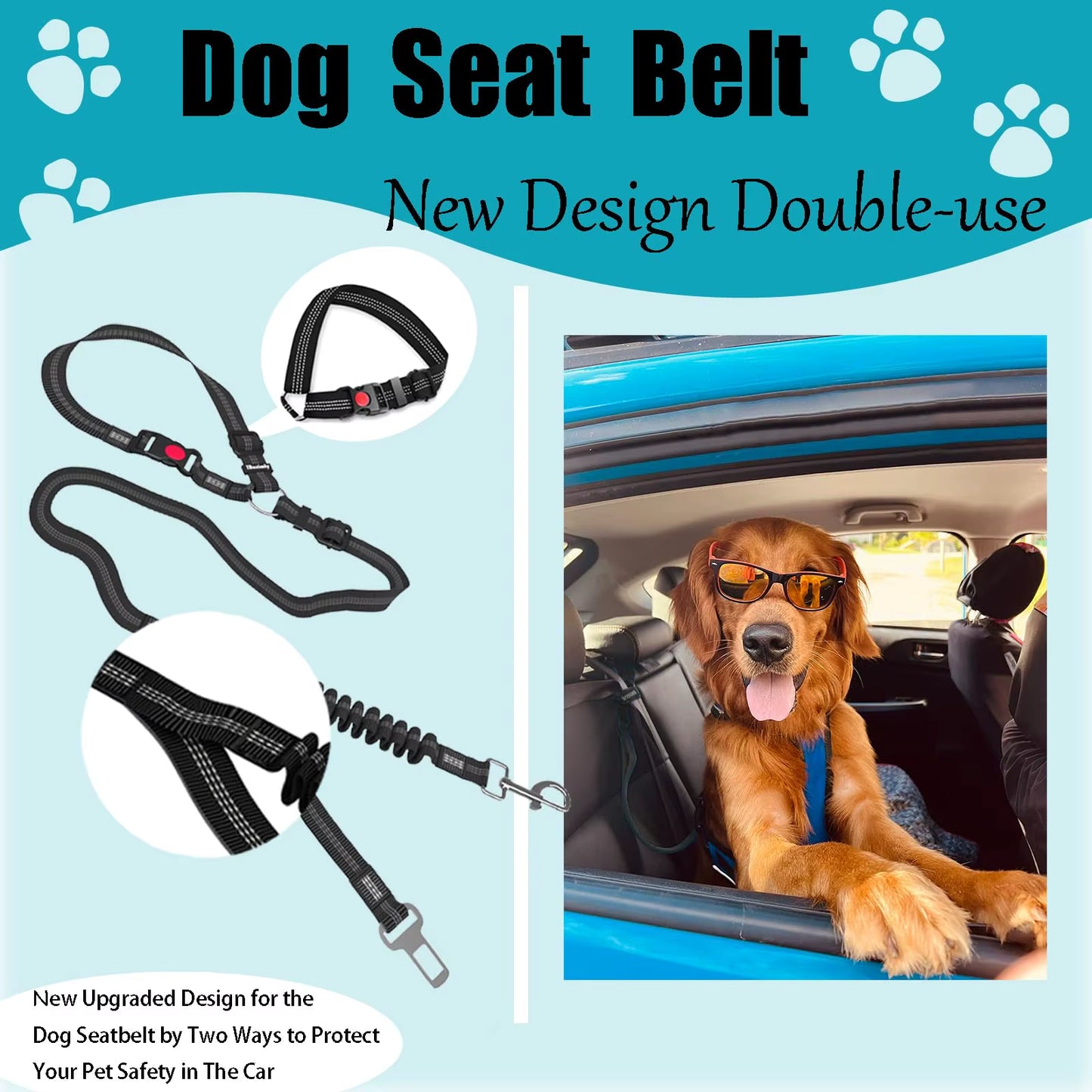 🐾 Purely Pawsome™ Adjustable Heavy Duty Dog Car Seat Belt