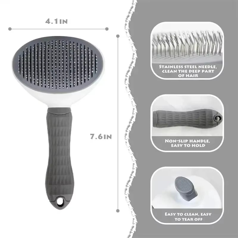 Self-Cleaning Pet Grooming Brush – Deshedding & Dematting Tool for Dogs & Cats | Purely Pawsome