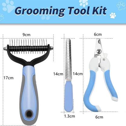 2-in-1 Pet Dematting & Deshedding Comb – Double-Sided Fur Knot Cutter with Nail Clippers for Dogs & Cats