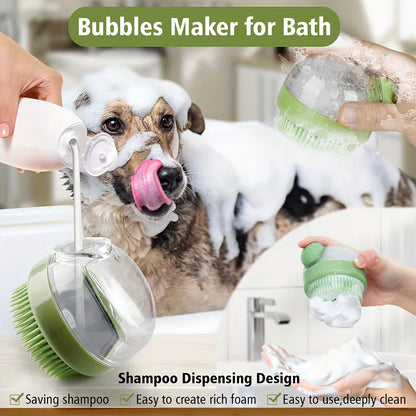 Silicone Dog Bath Brush with Soap Dispenser – Gentle Grooming & Massage Tool | Purely Pawsome