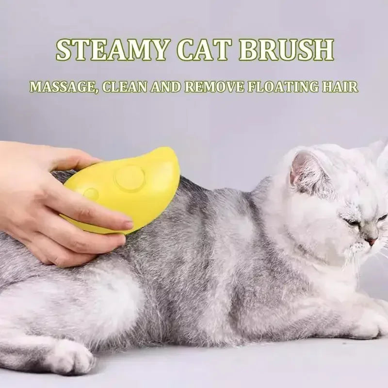 3-in-1 Electric Steam Pet Brush – Spray, Massage & Deshedding Grooming Tool for Dogs & Cats