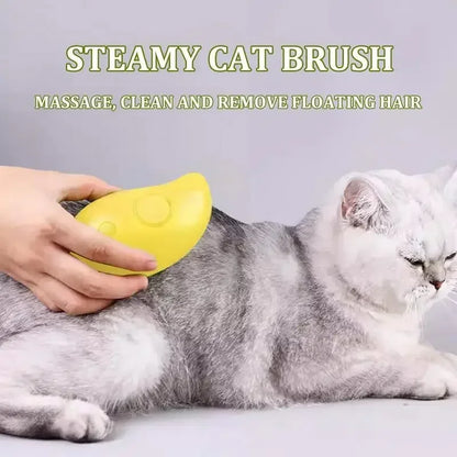 3-in-1 Electric Steam Pet Brush – Spray, Massage & Deshedding Grooming Tool for Dogs & Cats