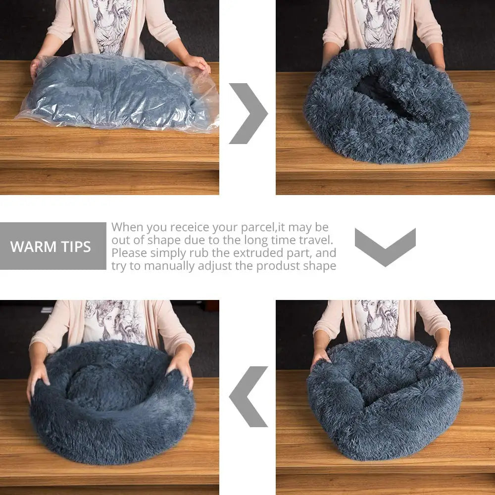 Purely Pawsome™ Round Pet Bed - Super Soft Plush Dog House for Large Dogs (40-90cm, 6 Sizes)