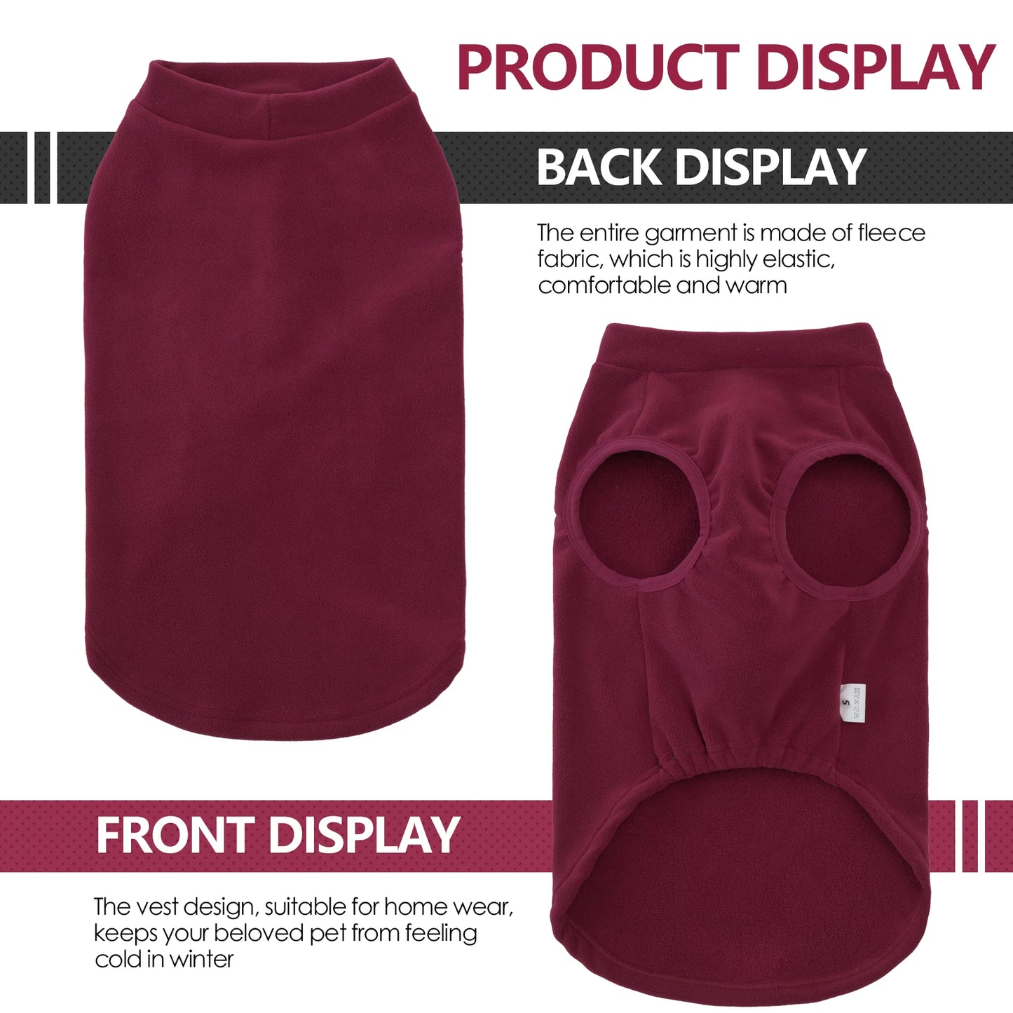 Purely Pawsome™ Fleece Dog Sweater - Stretchy Pullover Soft Jacket for All Sizes