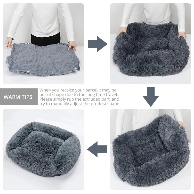 Purely Pawsome™ Rectangle Plush Dog Bed - Winter Warm Mat for Small, Medium & Big Pets