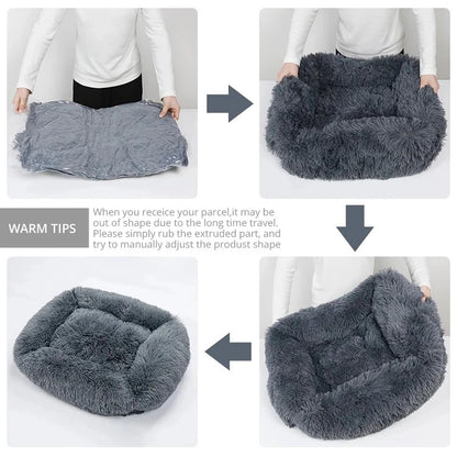 Purely Pawsome™ Rectangle Plush Dog Bed - Winter Warm Mat for Small, Medium & Big Pets