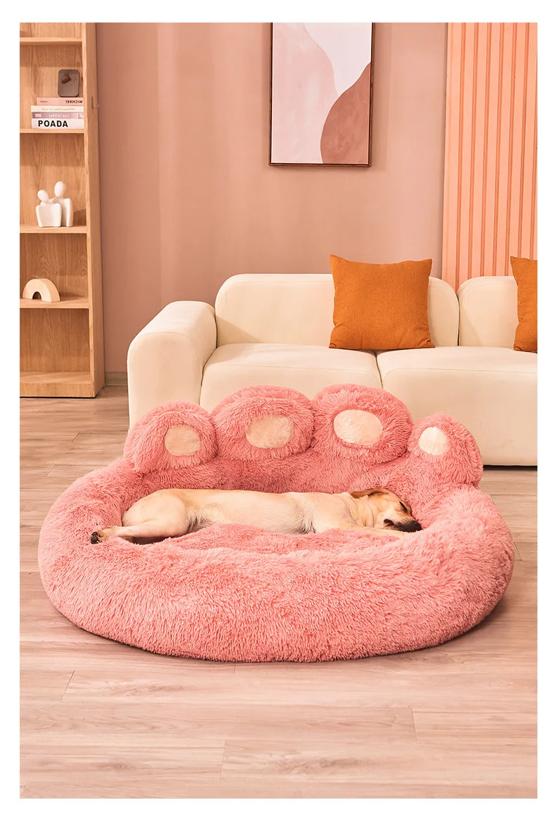 Purely Pawsome™ Fluffy Dog Bed - Winter Warm Large Pet Sofa Basket with Blanket