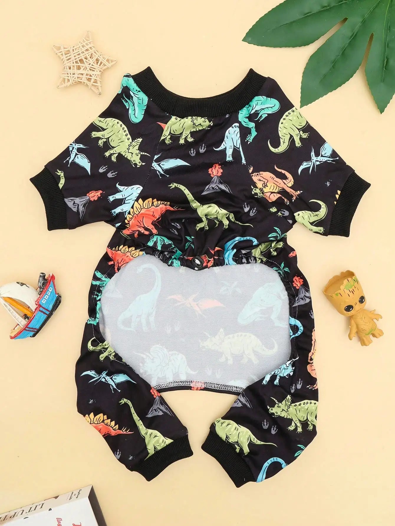 Purely Pawsome™ Small Dog Pajamas - Cute Dinosaur Print Stretchy Summer Onesie