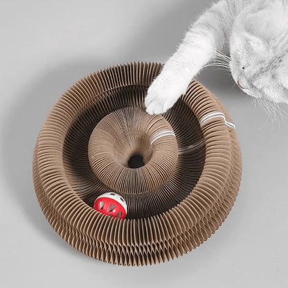 Purely Pawsome™ Foldable Cat Scratcher with Bell & Catnip - Multi-Level Cardboard Claw Sharpener
