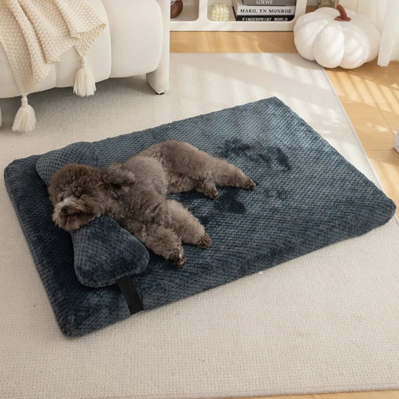 Purely Pawsome™ Warm Calming Dog Bed - Fluffy Plush Mat with Removable Winter Cover