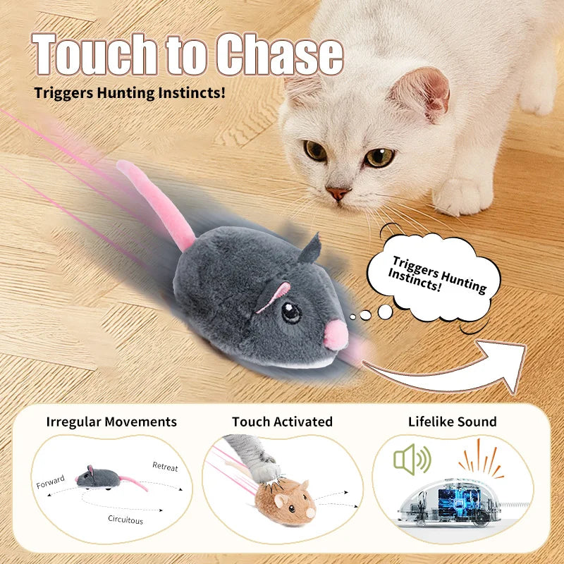 Purely Pawsome™ Electric Interactive Mouse Cat Toy - Funny Plush Smart Pet Movement Toy