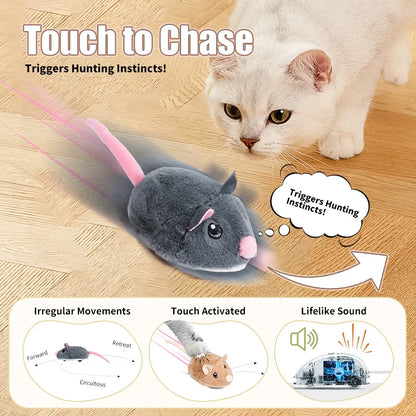 Purely Pawsome™ Electric Interactive Mouse Cat Toy - Funny Plush Smart Pet Movement Toy