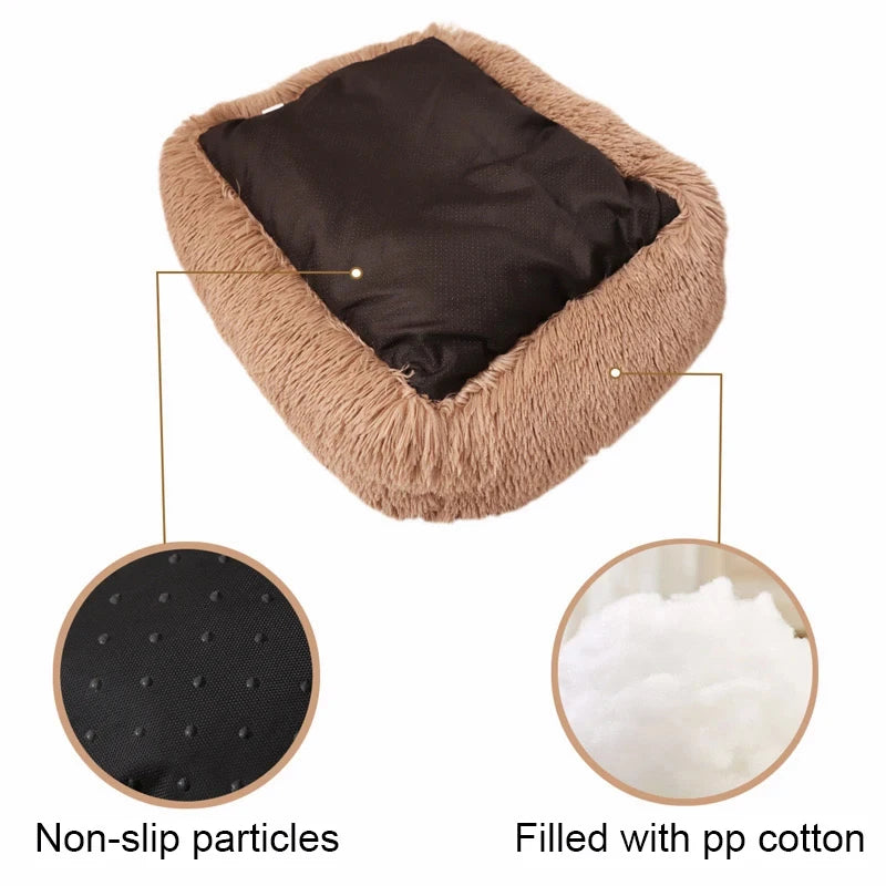 Purely Pawsome™ Rectangle Plush Dog Bed - Winter Warm Mat for Small, Medium & Big Pets