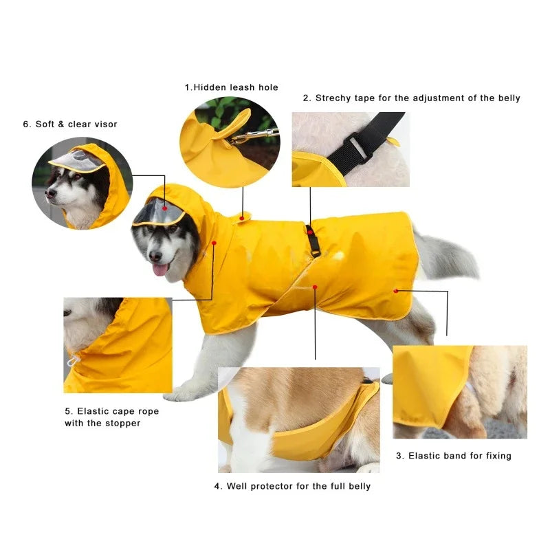 Purely Pawsome™ Waterproof Dog Raincoat - Rain Cloak Jumpsuit for All Dog Sizes (M-9XL)
