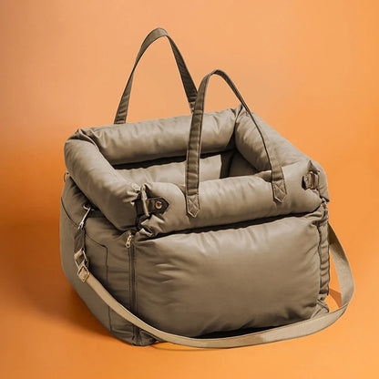 Purely Pawsome™ Luxury Pet Car Seat - Faux Leather Dog & Cat Travel Bed Booster