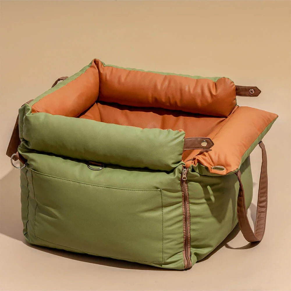 Purely Pawsome™ Luxury Pet Car Seat - Faux Leather Dog & Cat Travel Bed Booster