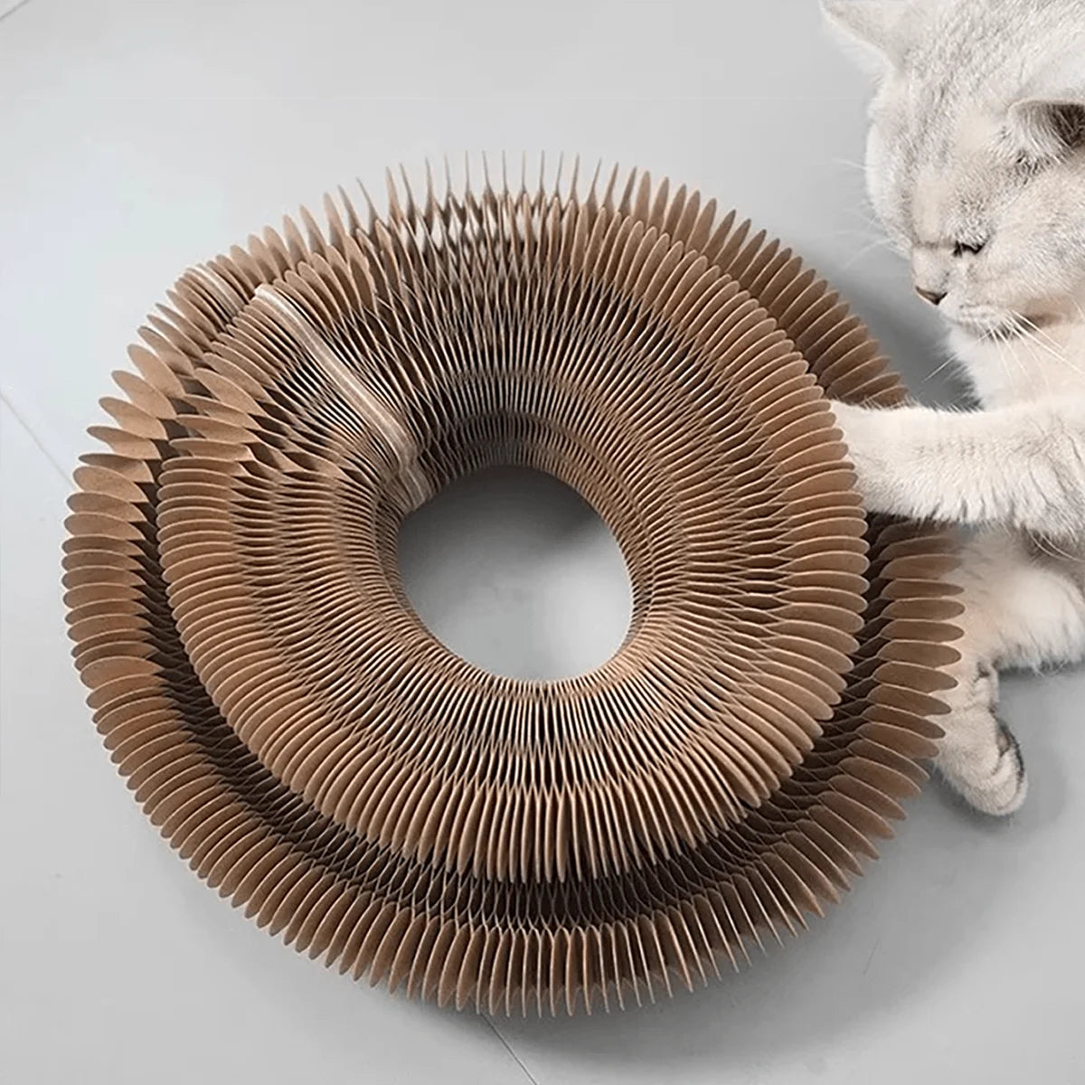 Purely Pawsome™ Foldable Cat Scratcher with Bell & Catnip - Multi-Level Cardboard Claw Sharpener
