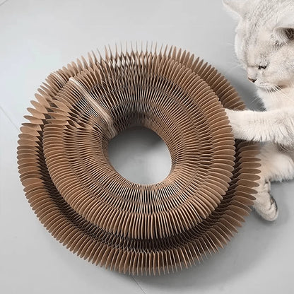 Purely Pawsome™ Foldable Cat Scratcher with Bell & Catnip - Multi-Level Cardboard Claw Sharpener