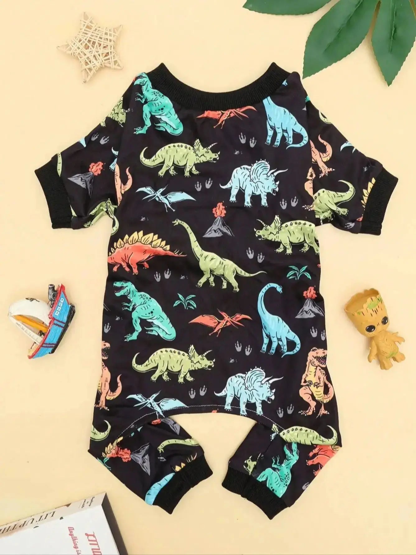 Purely Pawsome™ Small Dog Pajamas - Cute Dinosaur Print Stretchy Summer Onesie