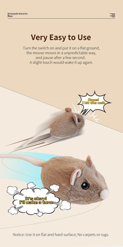 Purely Pawsome™ Electric Interactive Mouse Cat Toy - Funny Plush Smart Pet Movement Toy