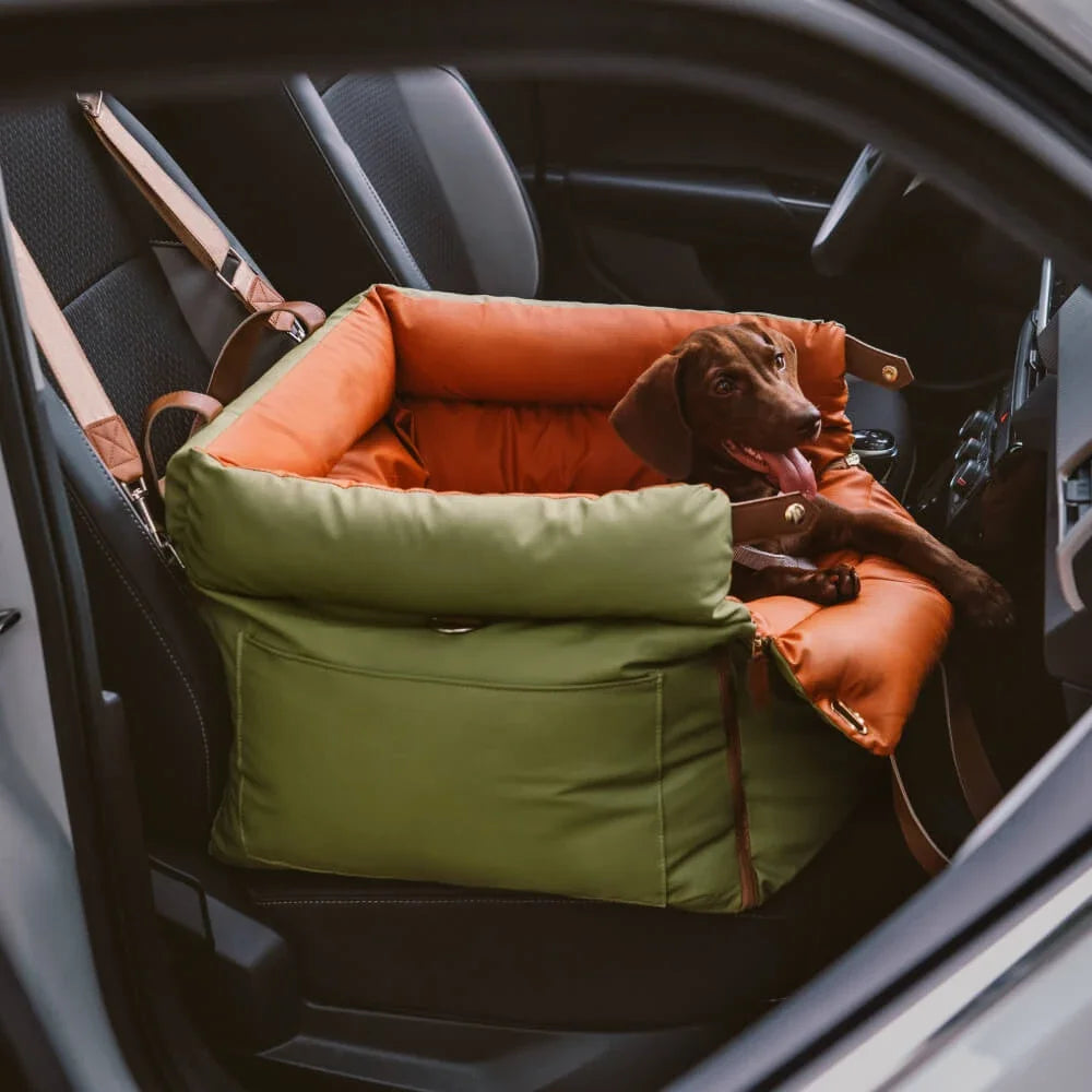 Purely Pawsome™ Luxury Pet Car Seat - Faux Leather Dog & Cat Travel Bed Booster