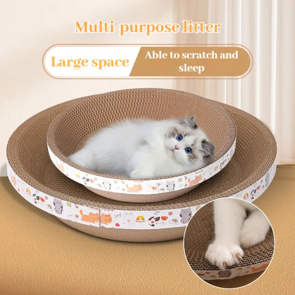 Corrugated Cat Scratching Post with Catnip Wear-resistant and Scratch-resistant Cat Bed Scratcher Sofa Protector Cats Furniture