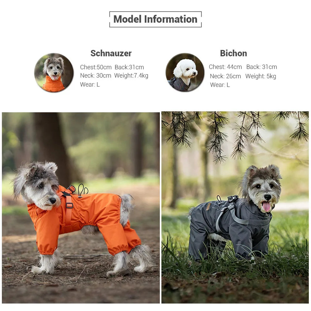 Purely Pawsome™ Dog Raincoat with Harness - Waterproof 4-Leg Rain Jacket for Small Dogs