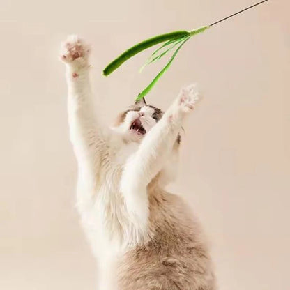 Purely Pawsome™ Cat Teasing Feather Pole - Dog Tail Grass Wire Cat Toys Flexible Durable