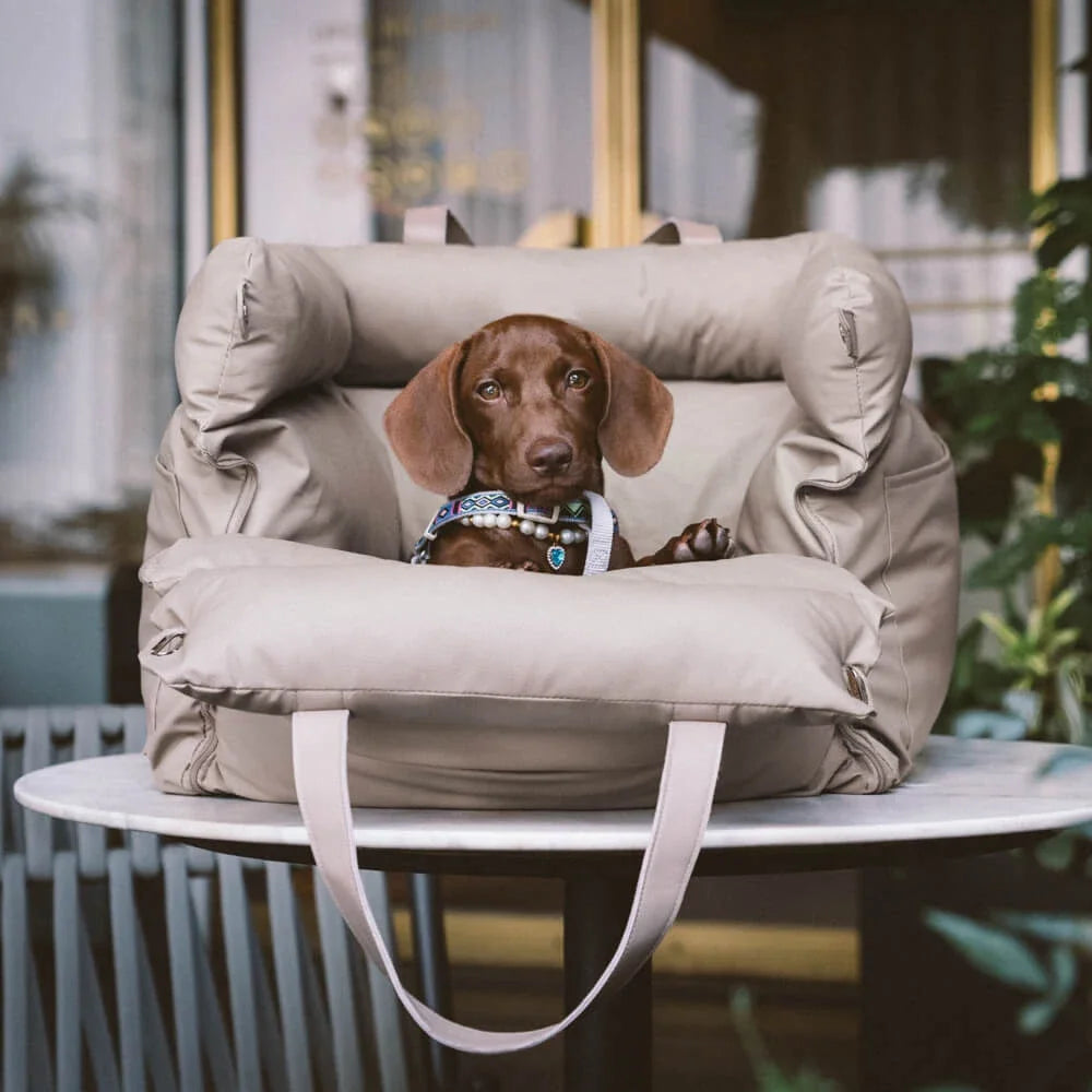 Purely Pawsome™ Luxury Pet Car Seat - Faux Leather Dog & Cat Travel Bed Booster