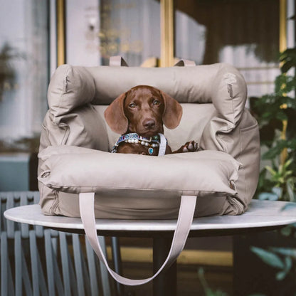 Purely Pawsome™ Luxury Pet Car Seat - Faux Leather Dog & Cat Travel Bed Booster