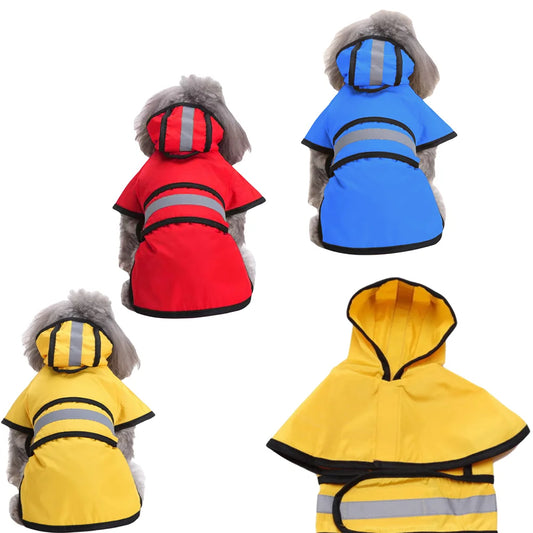 Purely Pawsome™ Waterproof Reflective Dog Raincoat - Full-Cover 4-Leg Protection for Small Dogs