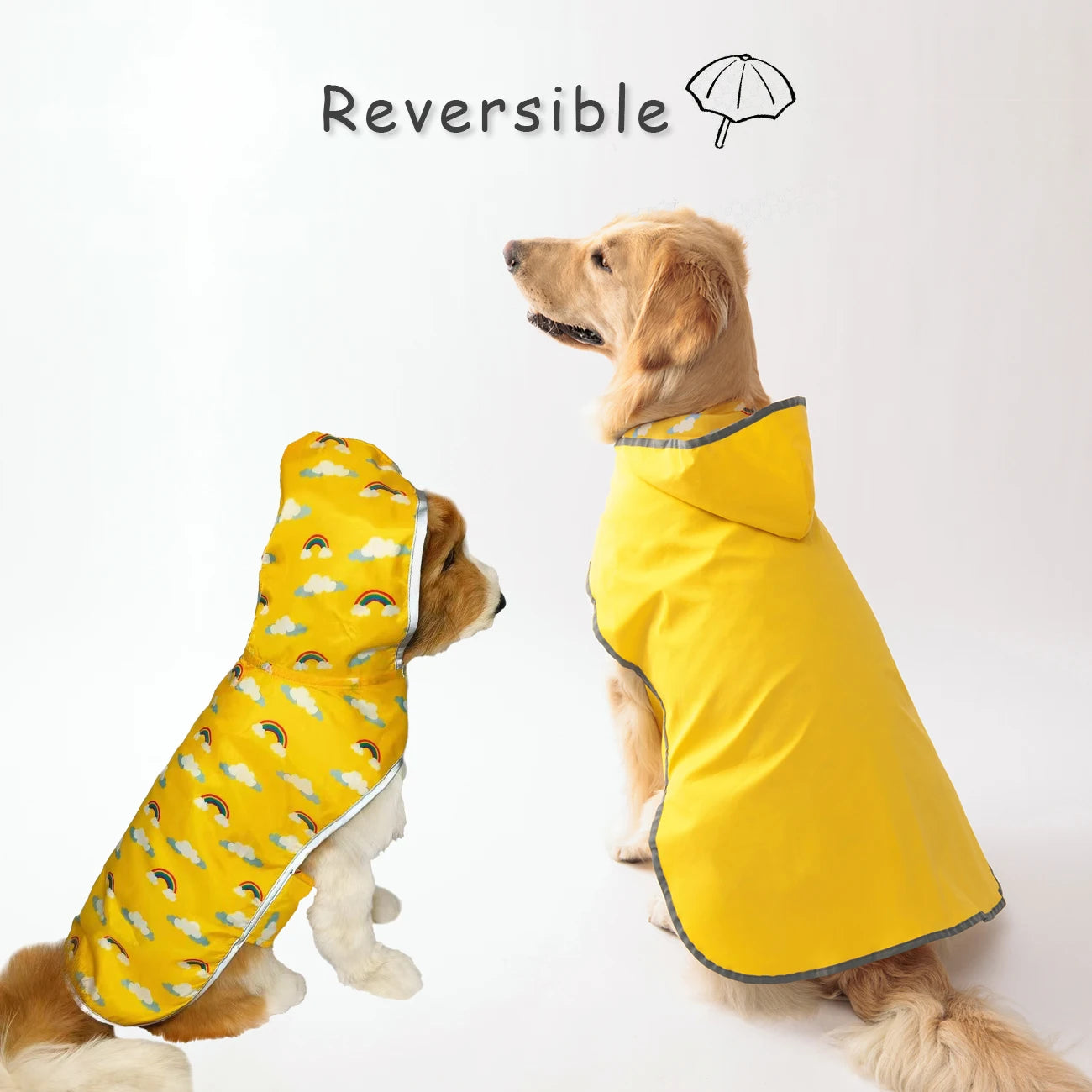 Purely Pawsome™ Waterproof Double-Layer Dog Raincoat - Bright Yellow Reflective Puppy Rain Jacket for Small & Medium Dogs