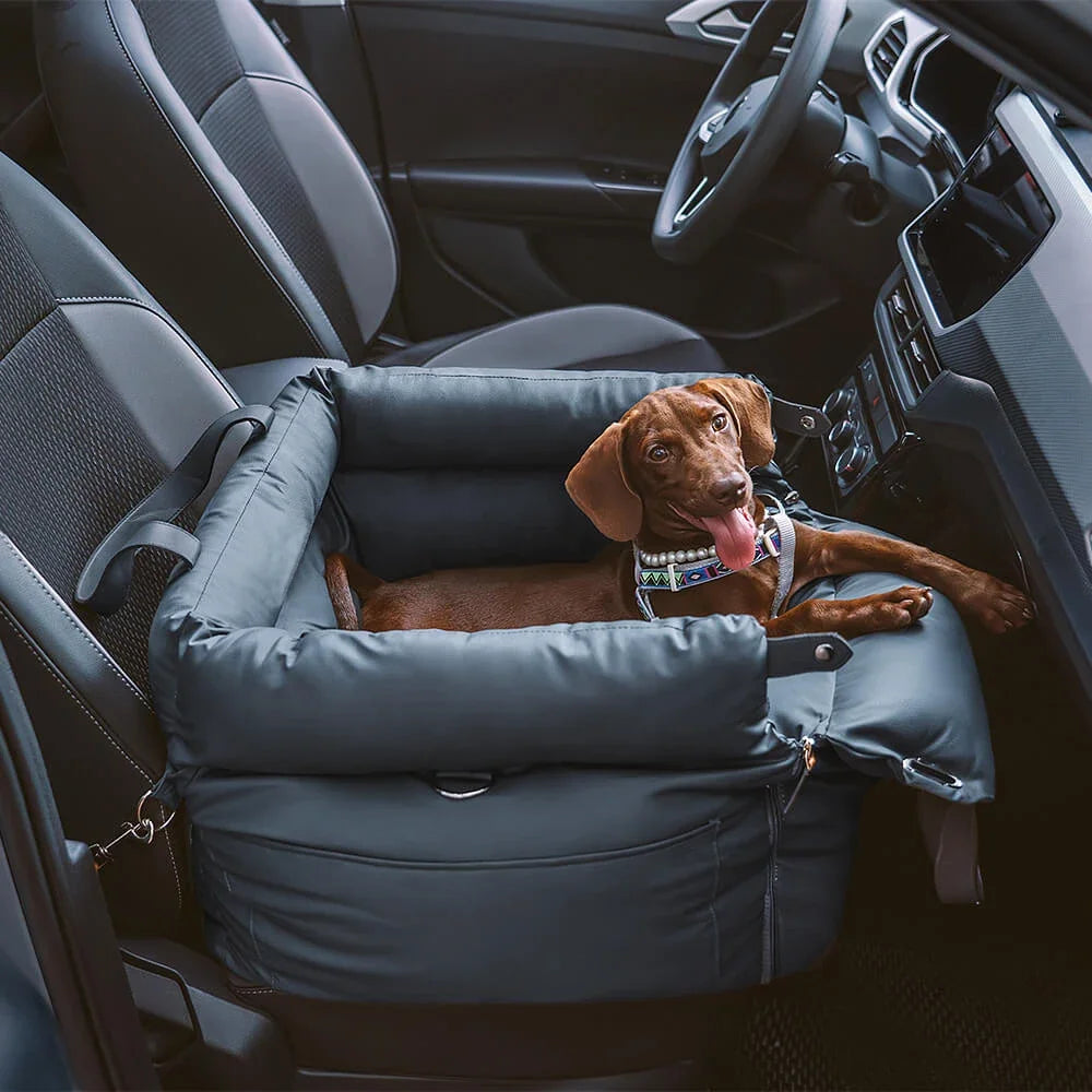 Purely Pawsome™ Luxury Pet Car Seat - Faux Leather Dog & Cat Travel Bed Booster