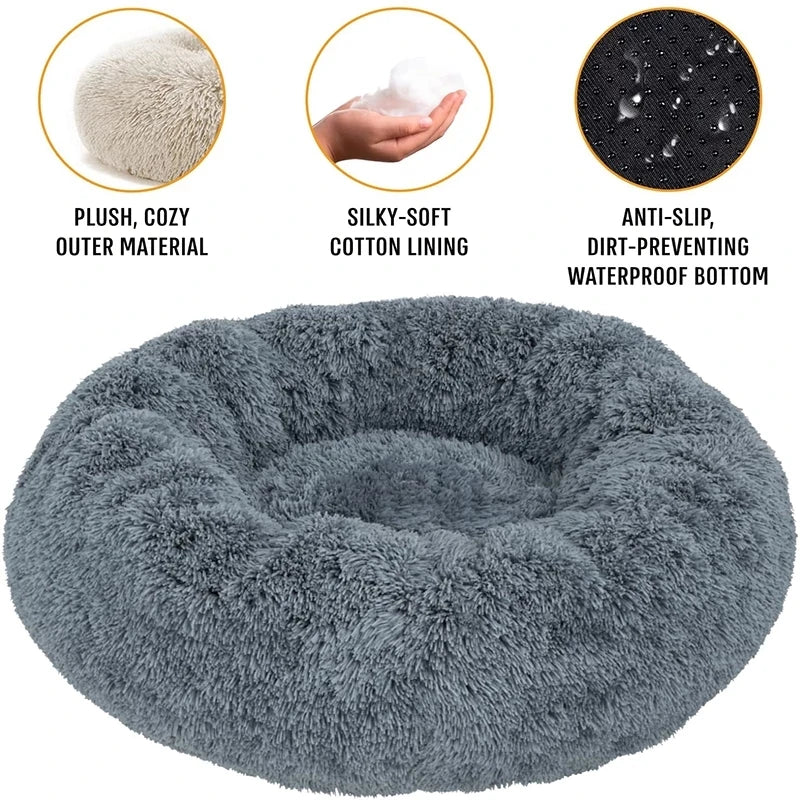 Purely Pawsome™ Round Pet Bed - Super Soft Plush Dog House for Large Dogs (40-90cm, 6 Sizes)