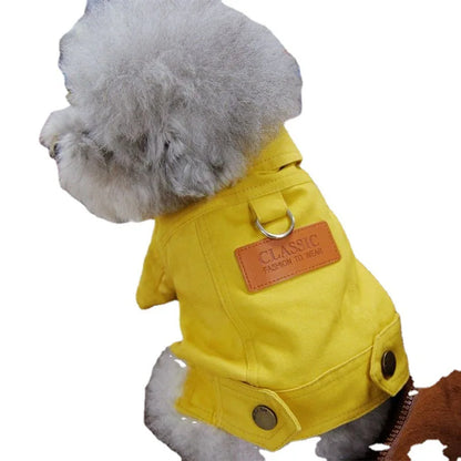 Purely Pawsome™ Spring Dog Denim Suit - Stylish Coat with D-Ring Leash for Small & Medium Dogs