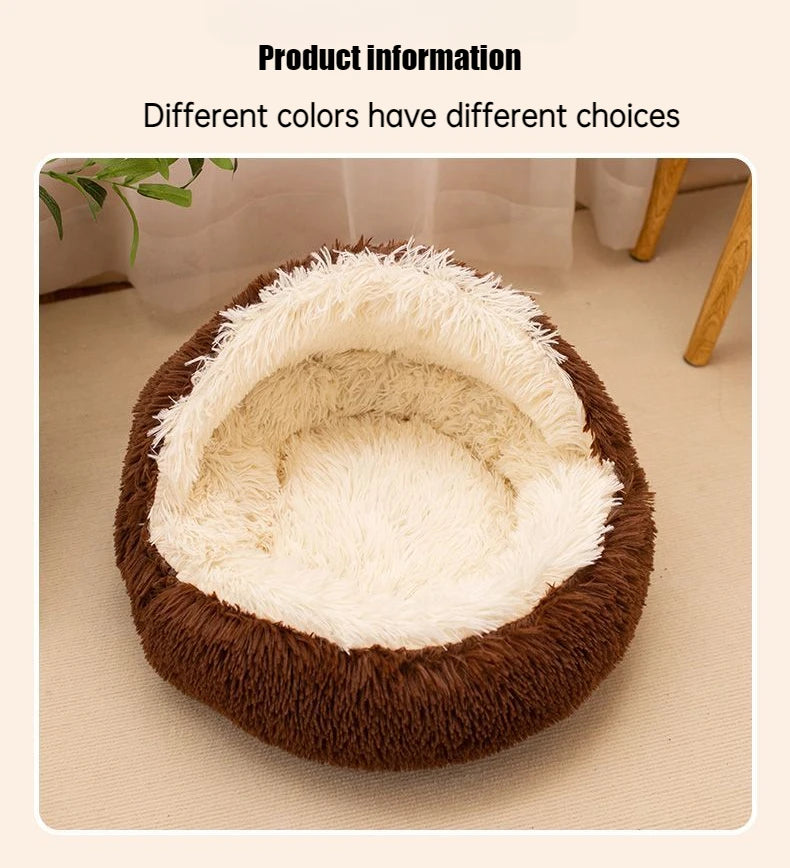 Purely Pawsome™ 2-in-1 Soft Plush Pet Bed - 50CM Round Cat Bed with Removable Cover