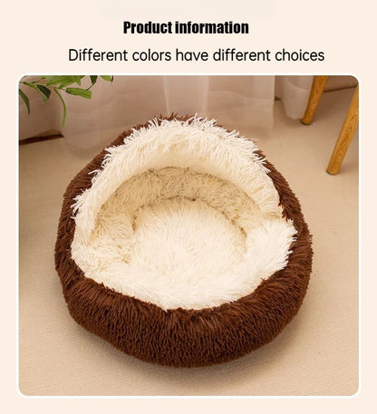 Purely Pawsome™ 2-in-1 Soft Plush Pet Bed - 50CM Round Cat Bed with Removable Cover
