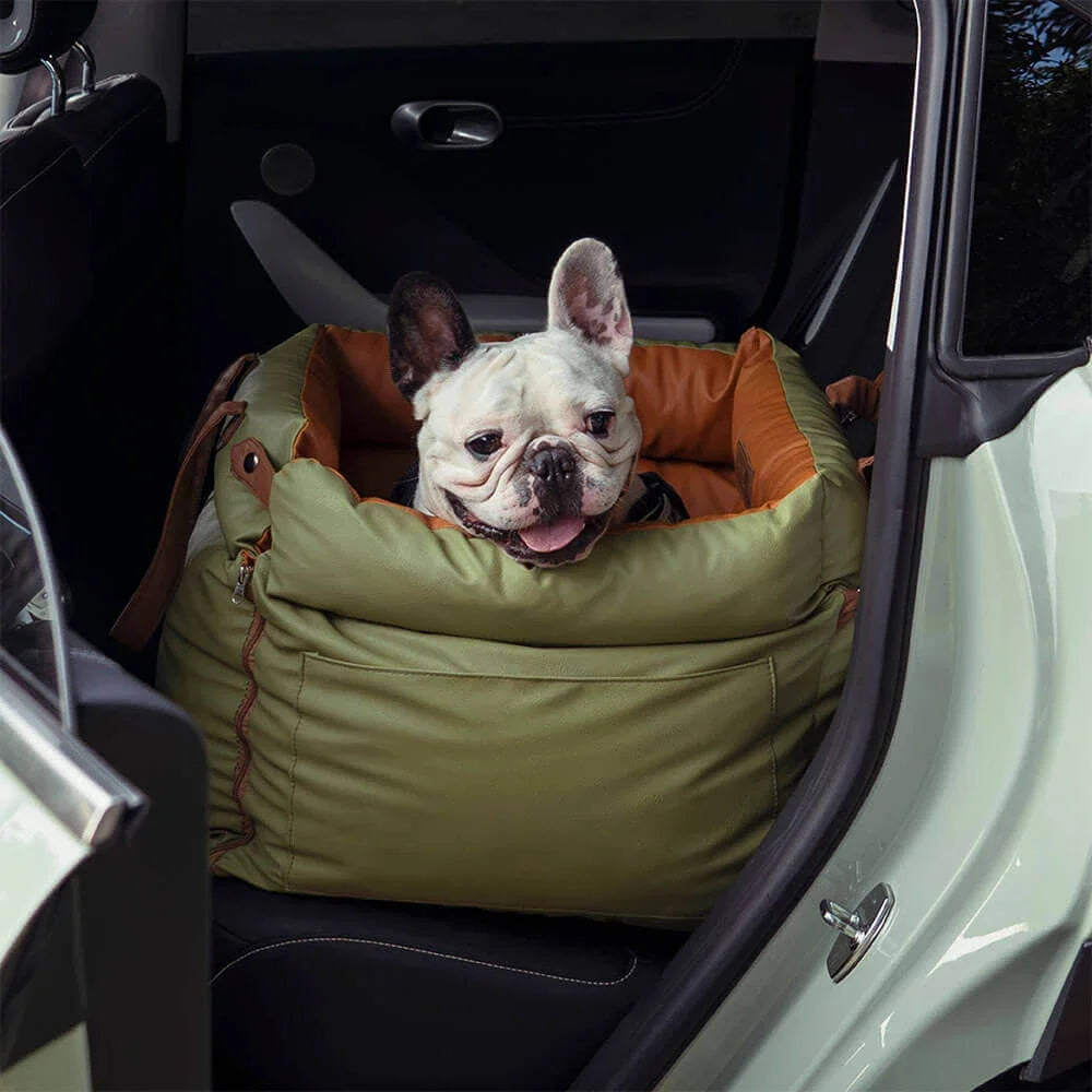 Purely Pawsome™ Luxury Pet Car Seat - Faux Leather Dog & Cat Travel Bed Booster