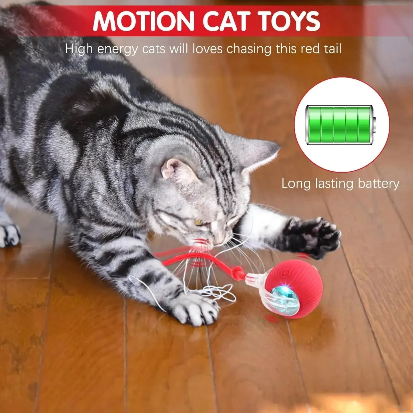 Purely Pawsome™ Cat Interactive Ball Toy - Automatic Rolling Rechargeable Smart Kitten Ball