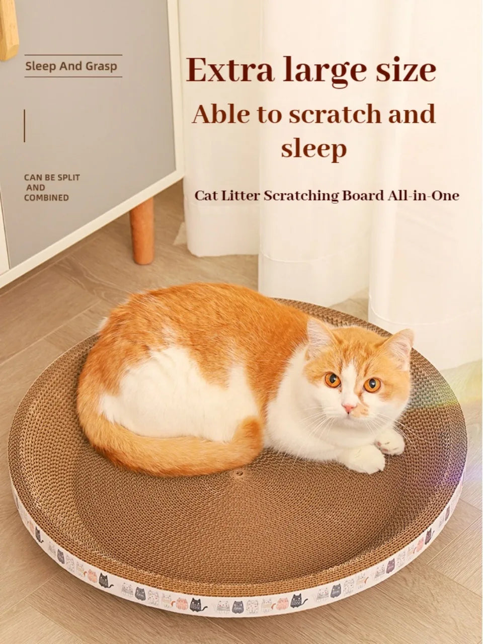 Corrugated Cat Scratching Post with Catnip Wear-resistant and Scratch-resistant Cat Bed Scratcher Sofa Protector Cats Furniture