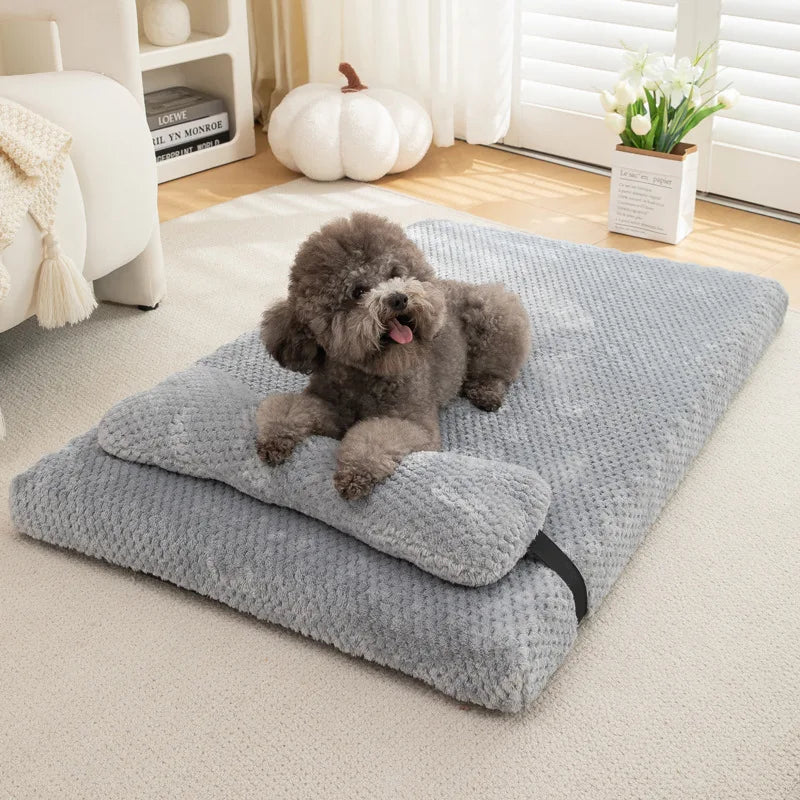 Purely Pawsome™ Warm Calming Dog Bed - Fluffy Plush Mat with Removable Winter Cover